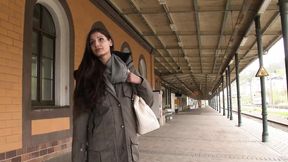 Pretty stranger fucked hard by old cock in the kitchen